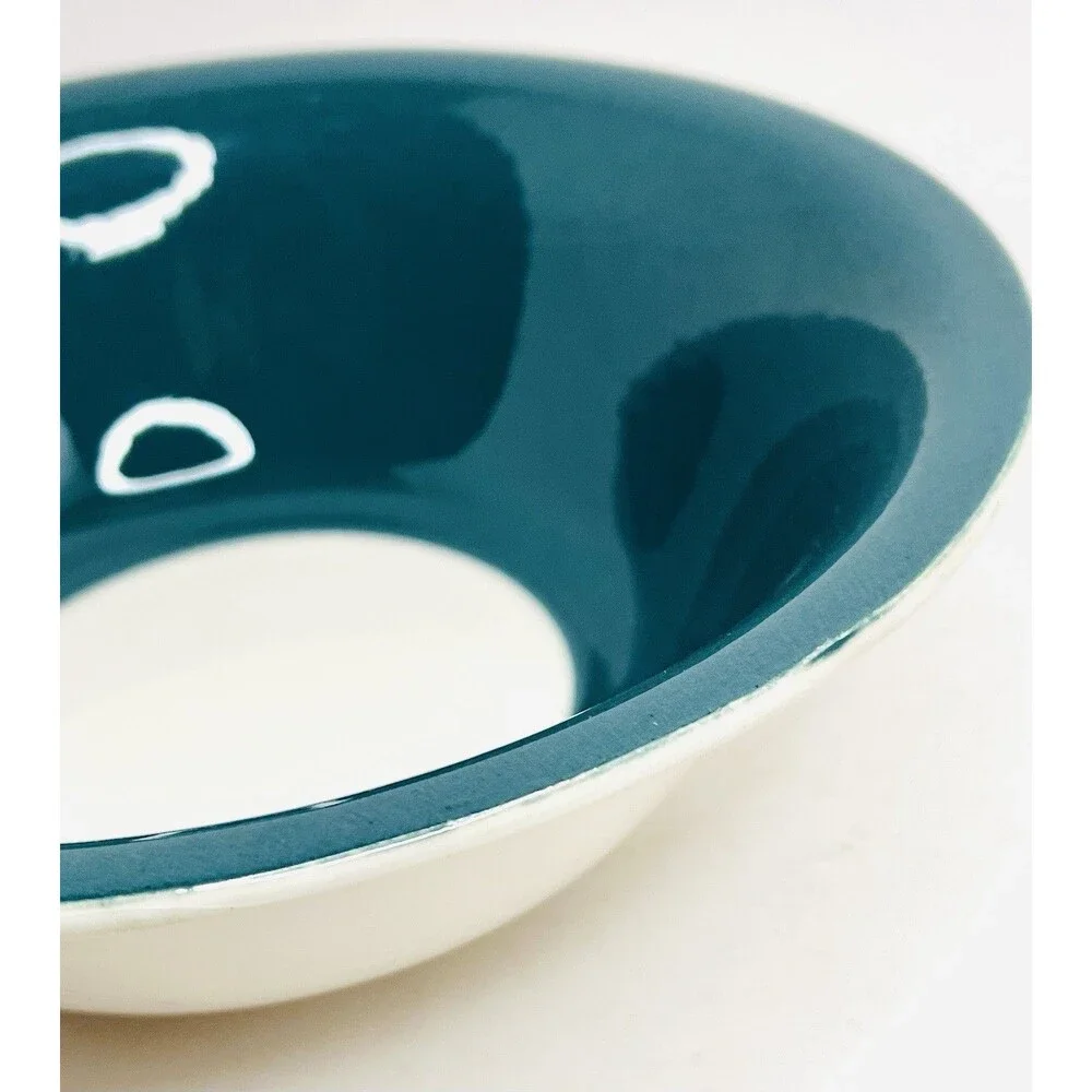 Vintage Teal Stoneware Pasta Bowl 8.5” Salad Bowl Blue Green Modern Ceramic